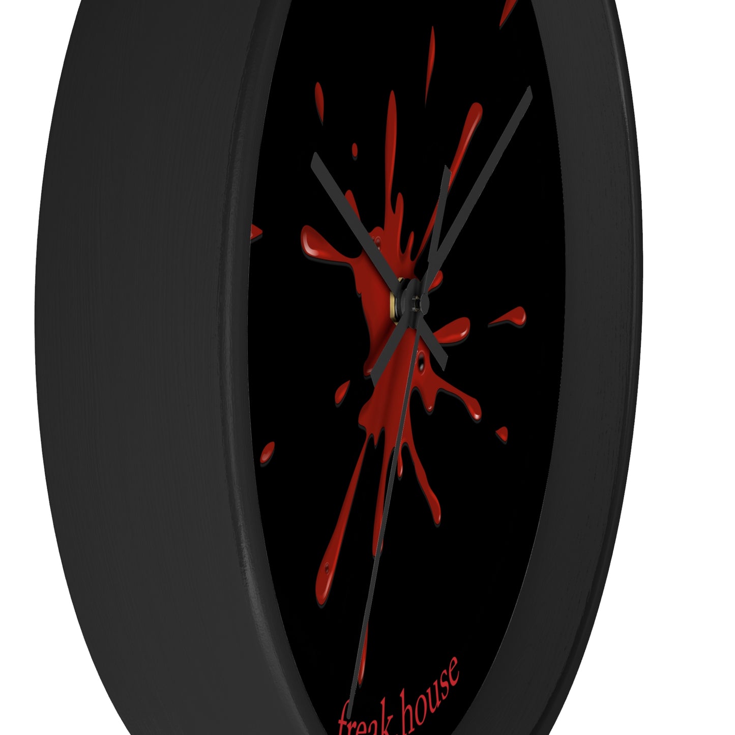 Blood Spatter Wall Clock, Round, Black Face