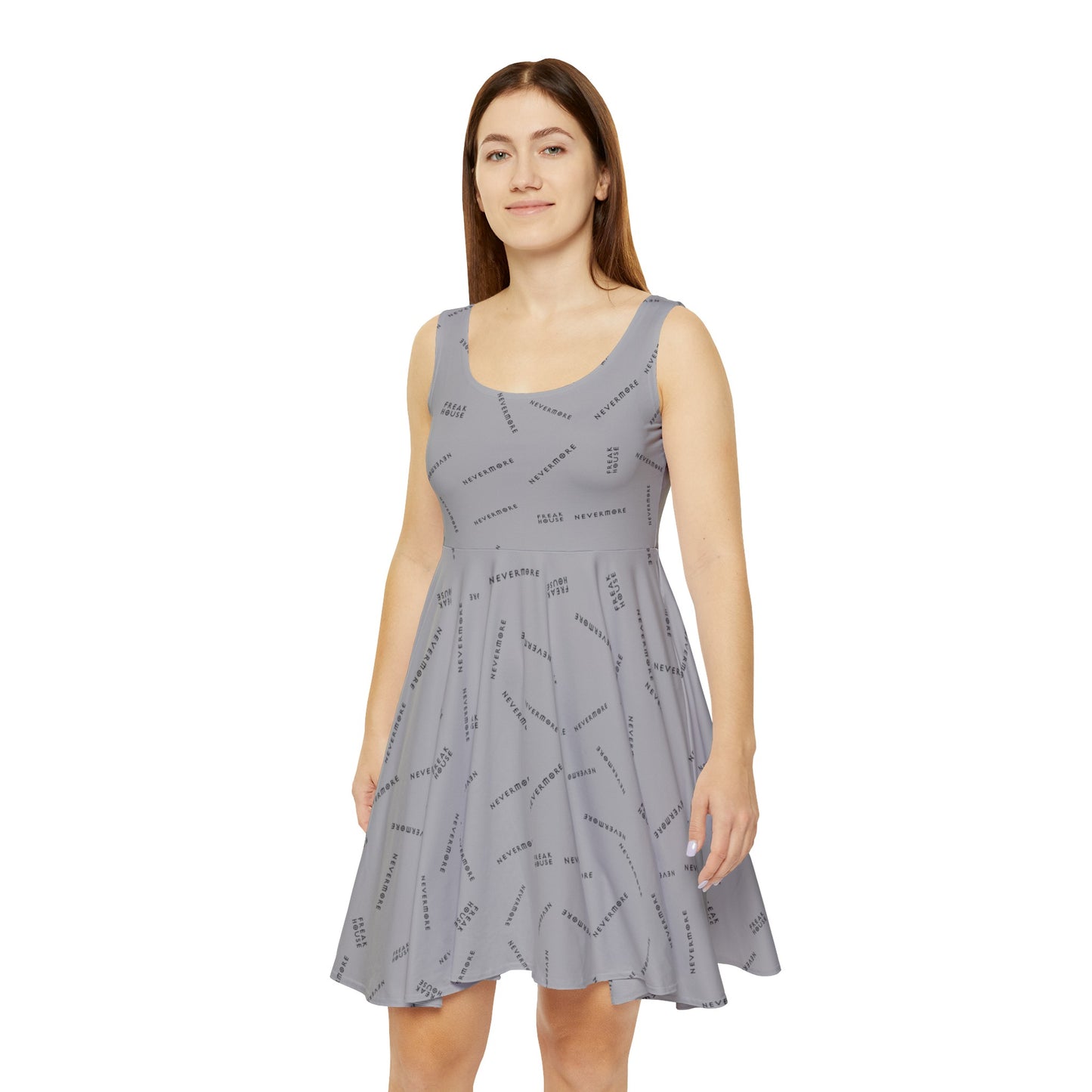 Freak House Nevermore Flowy Asymmetrical Dress, Grey
