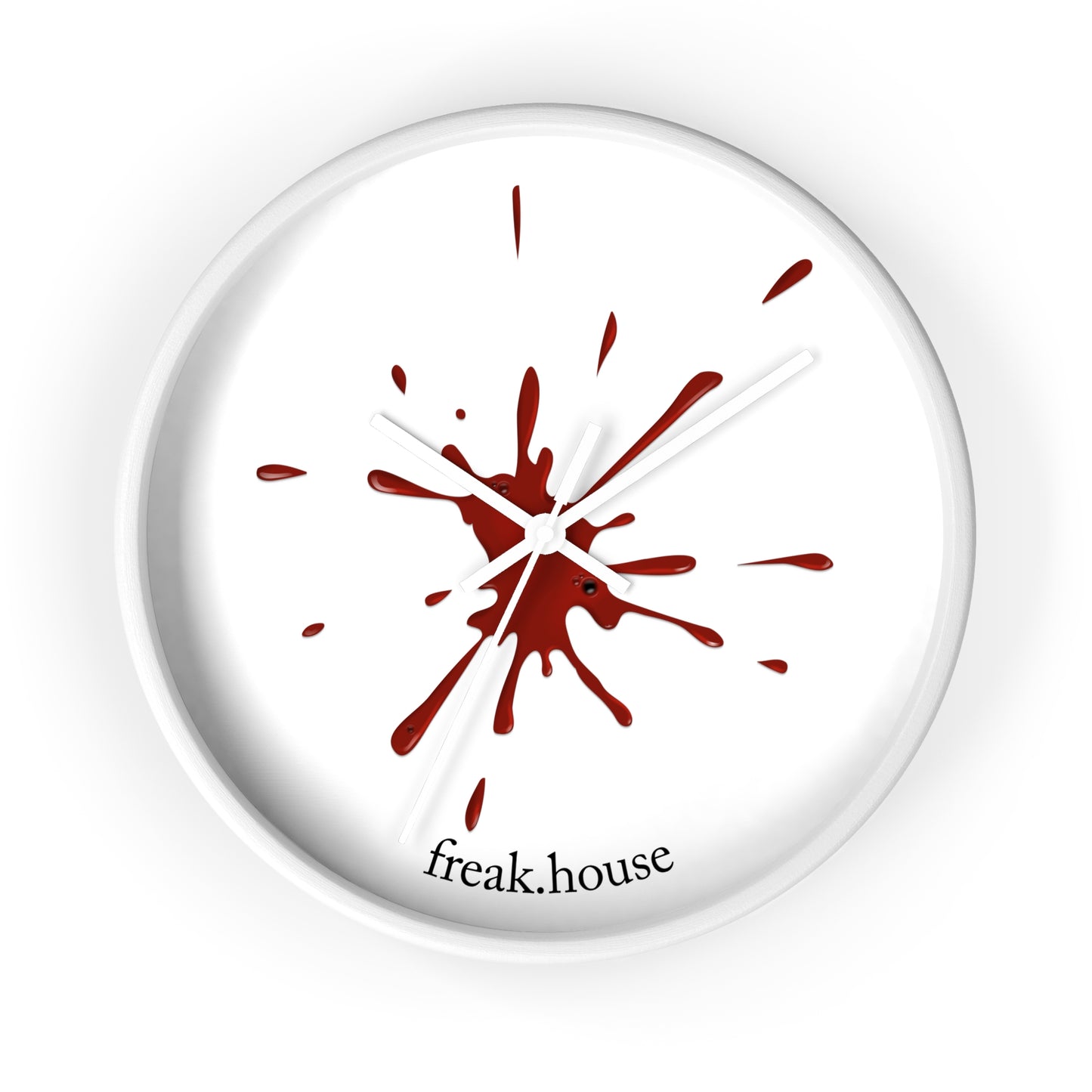 Blood Spatter Wall Clock, Round, White Face