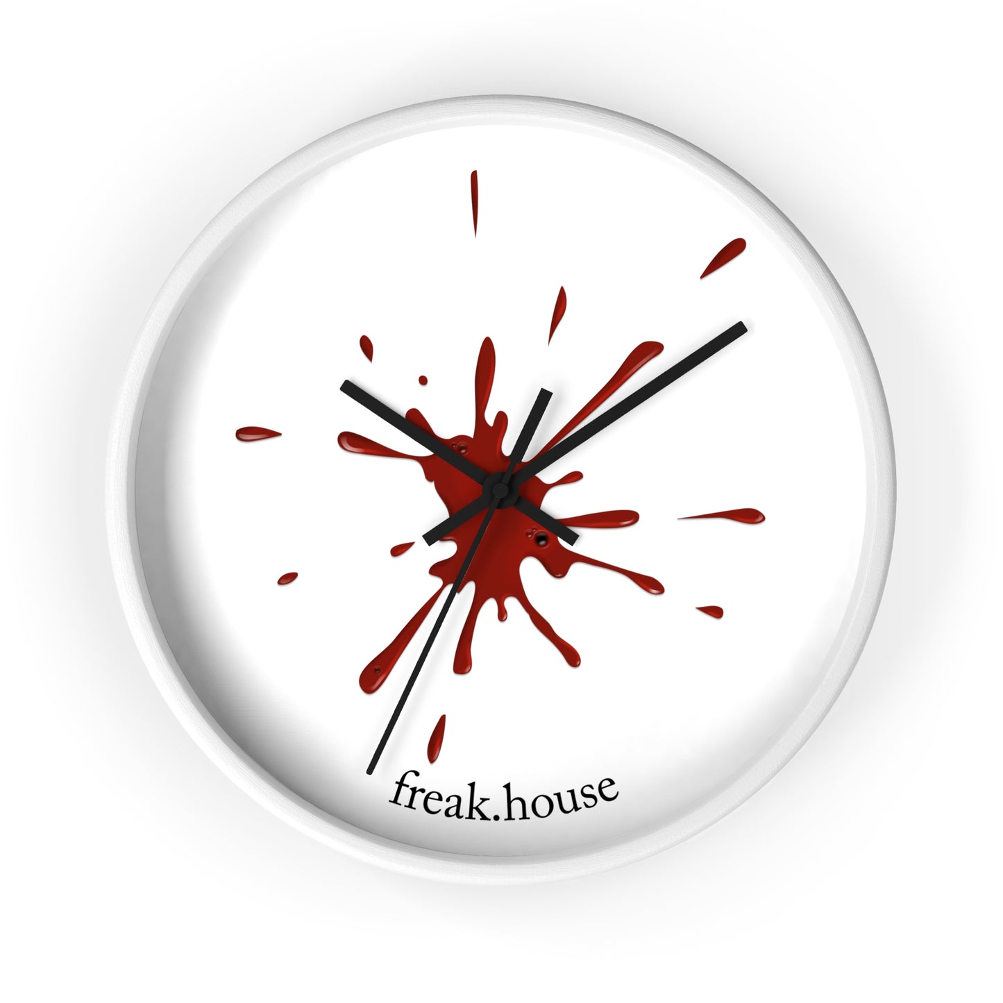 Blood Spatter Wall Clock, Round, White Face