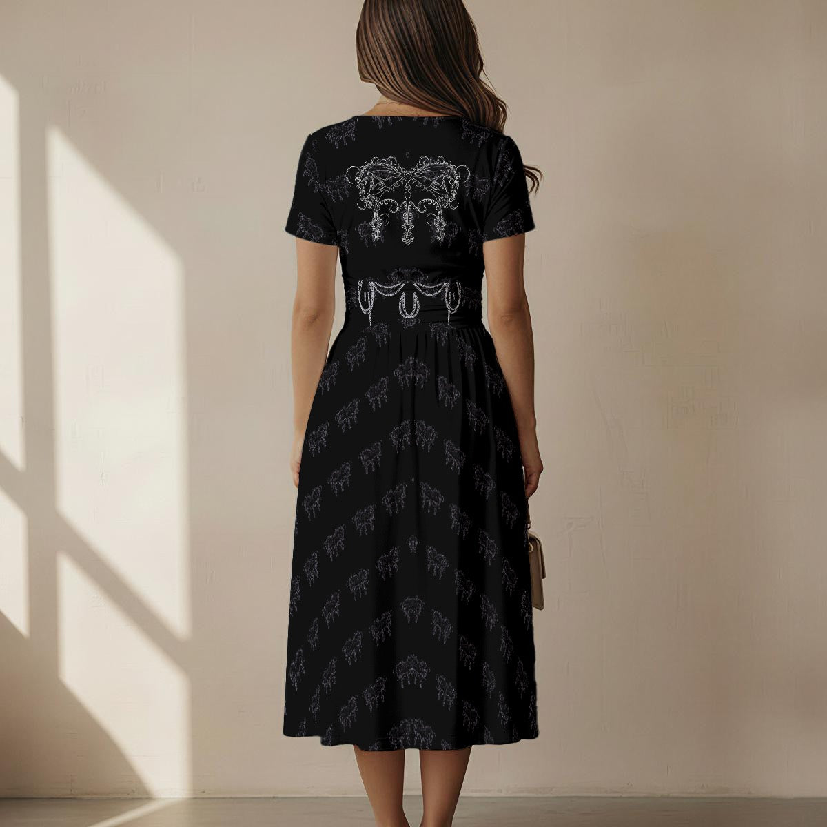 Spiked Butter Women's Short Sleeve V Neck Midi Dress