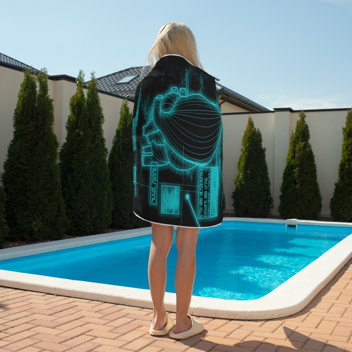 Cyber Blues Rectangular Beach Towel