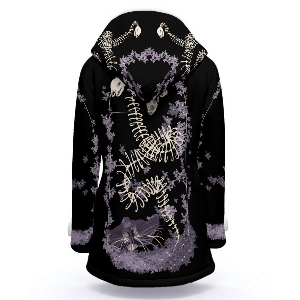 Lilac Garden Women's Hooded Double-Breasted Winter Coat With Fleece