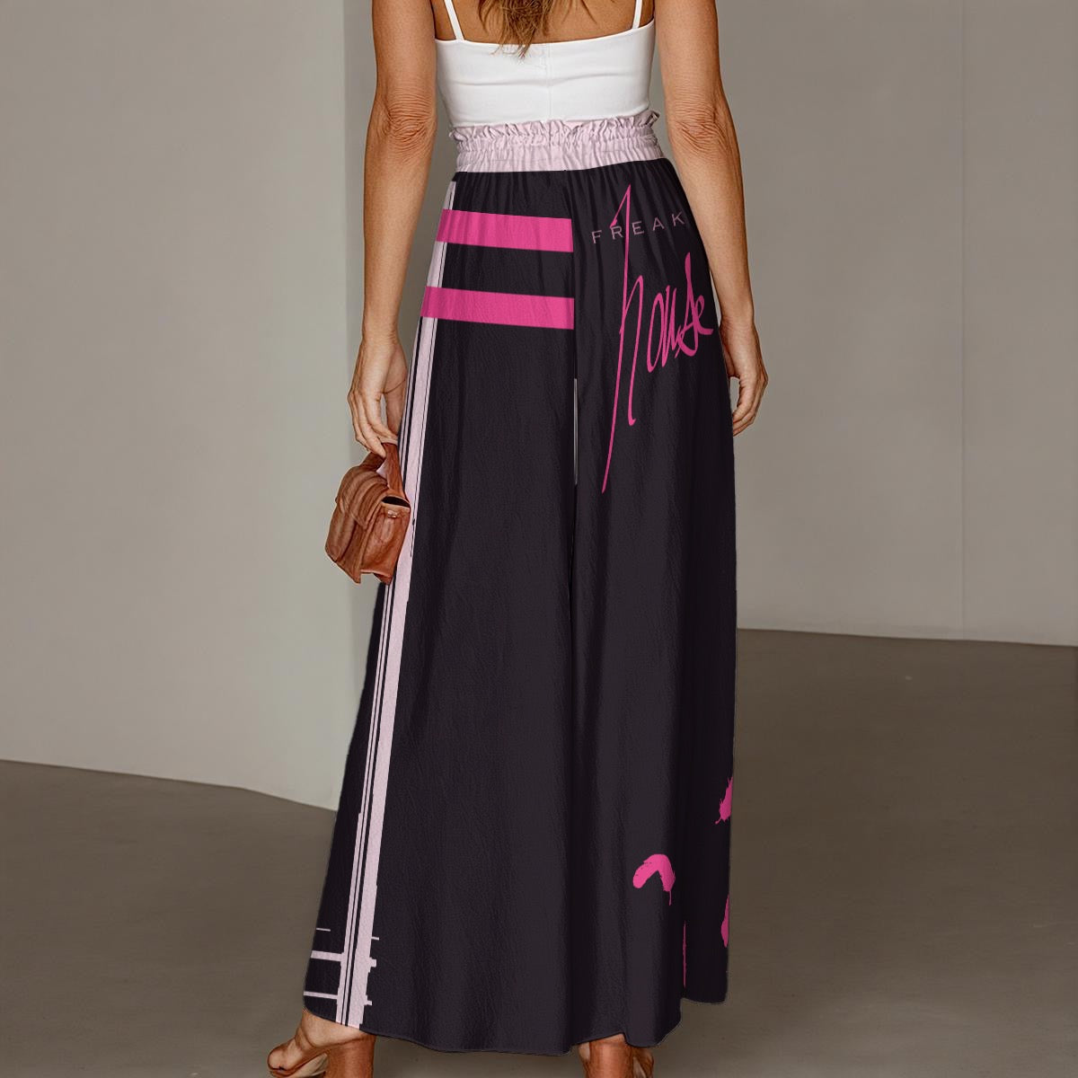 Feather Pink Women's Ruffled Wide-Leg Pants