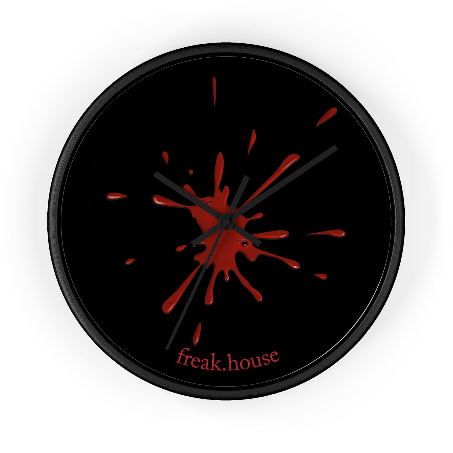 Blood Spatter Wall Clock, Round, Black Face