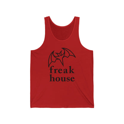 Freak House Signature Bat Logo Men's Jersey Tank Top, Cotton