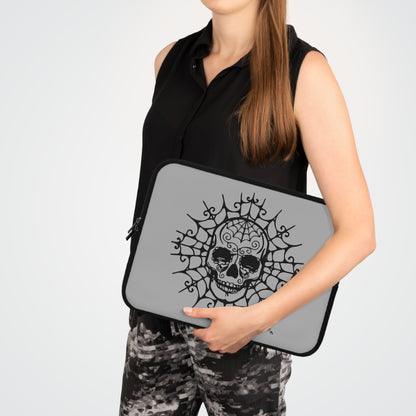 Ornate Skull With Spider Web Laptop Sleeve