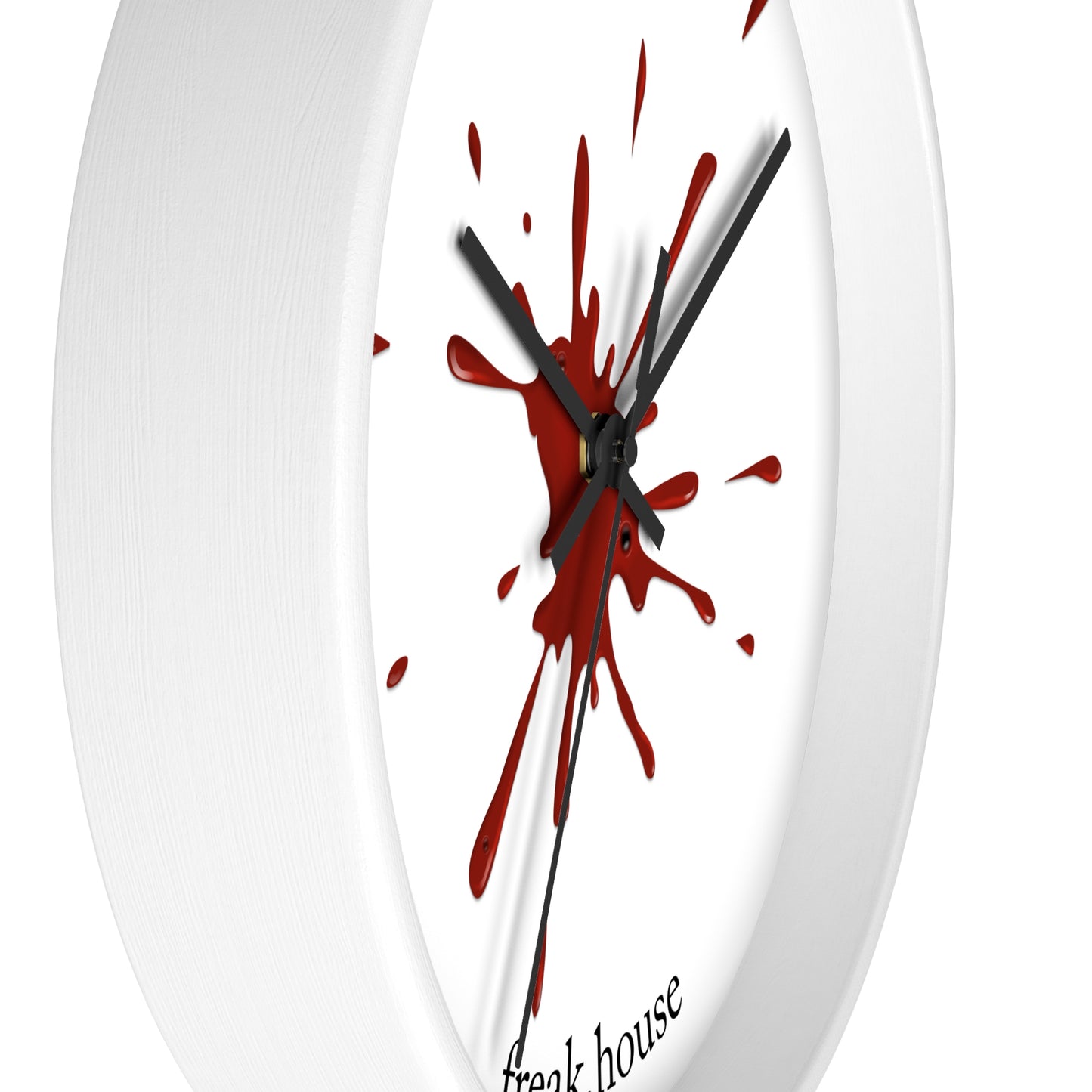 Blood Spatter Wall Clock, Round, White Face