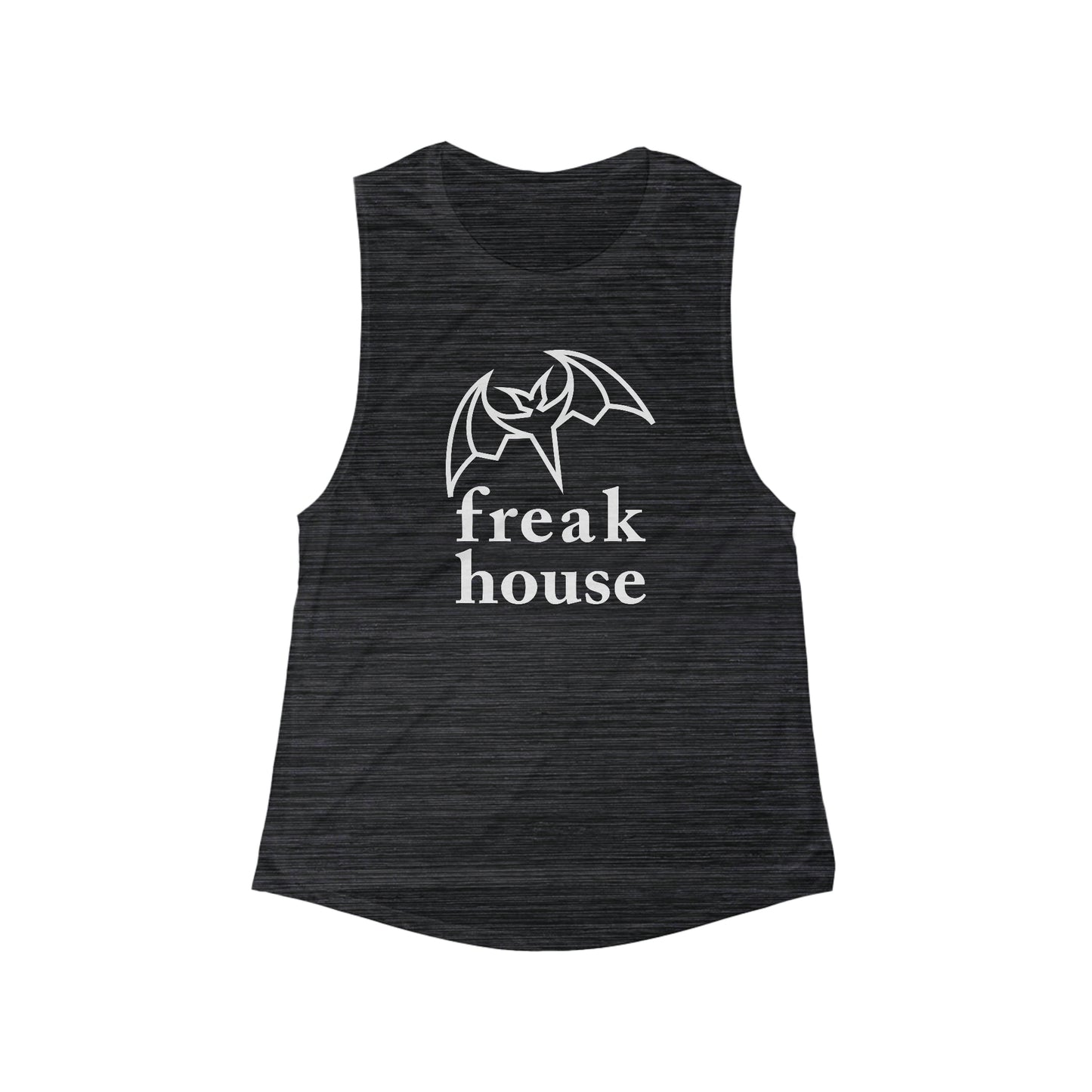 Freak House Signature Bat Logo Women's Flowy Scoop Muscle Tank, Poly Blend