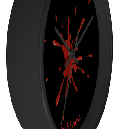 Blood Spatter Wall Clock, Round, Black Face