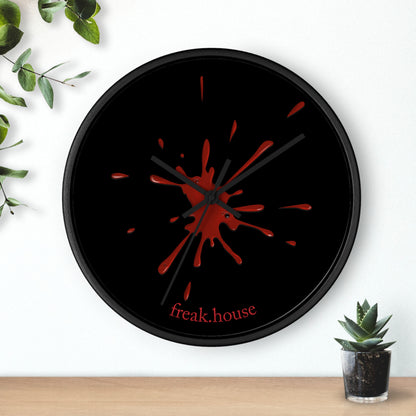 Blood Spatter Wall Clock, Round, Black Face