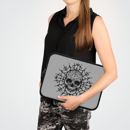 Ornate Skull With Spider Web Laptop Sleeve