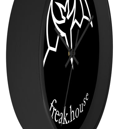 Freak House Signature Logo Wall Clock, Round, Black Face