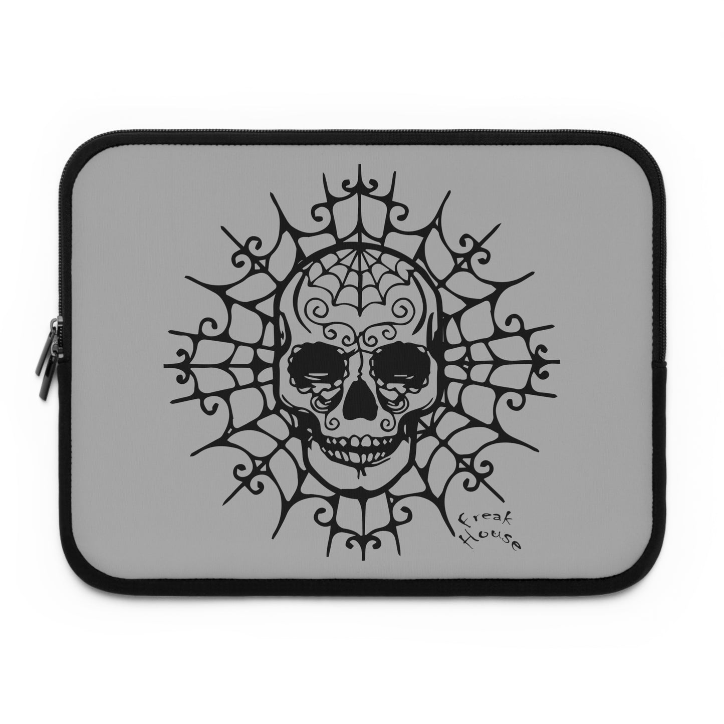 Ornate Skull With Spider Web Laptop Sleeve