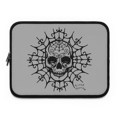 Ornate Skull With Spider Web Laptop Sleeve