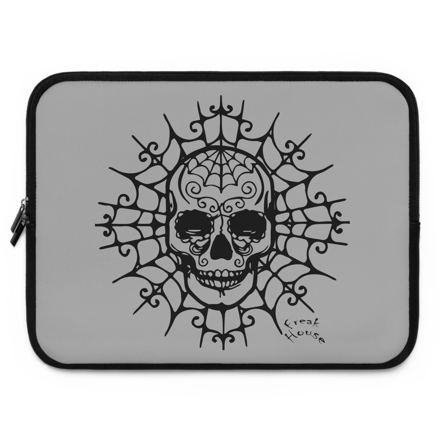 Ornate Skull With Spider Web Laptop Sleeve