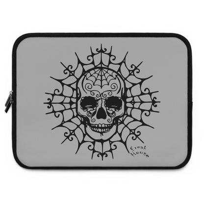 Ornate Skull With Spider Web Laptop Sleeve