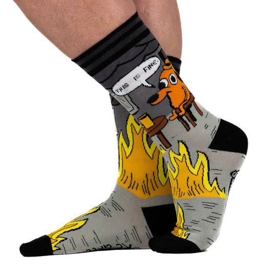 This is Fine: Noir Edition Crew Socks