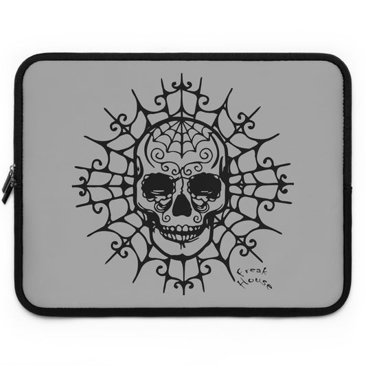 Ornate Skull With Spider Web Laptop Sleeve