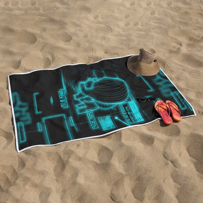 Cyber Blues Rectangular Beach Towel