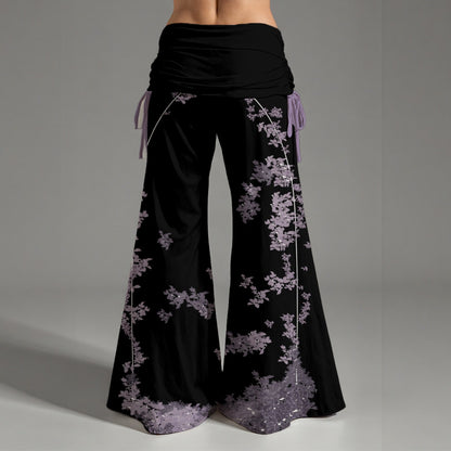 Lilac Garden Women's High Waist Wide Leg Pants