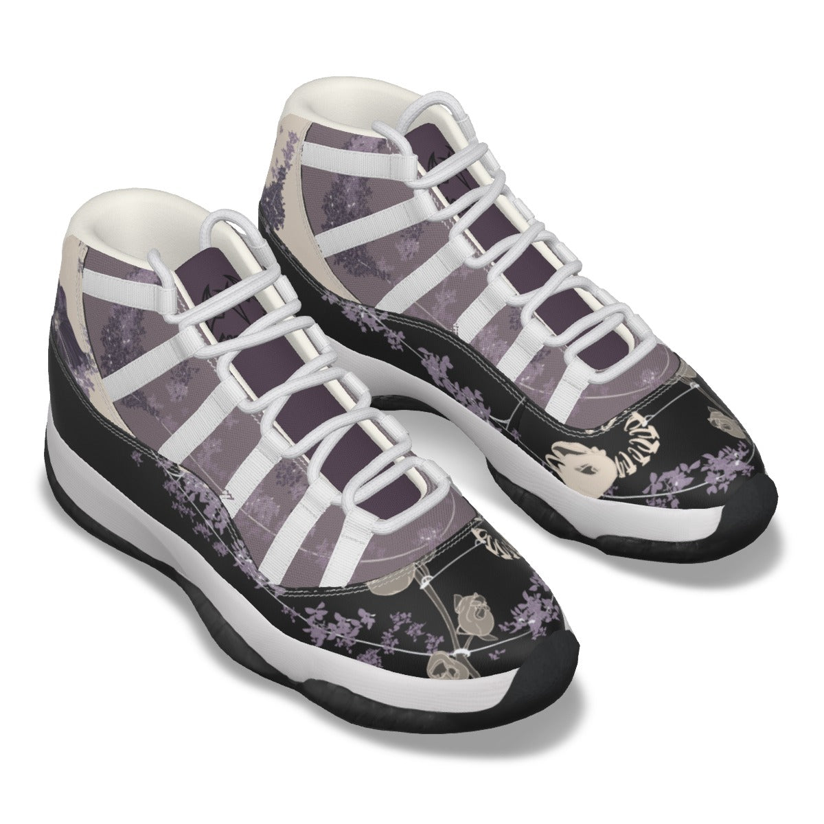 Lilac Garden Men's High Top Basketball Shoes