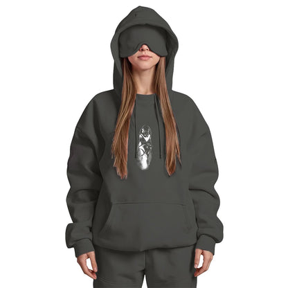 Batty Women's Travel Nap Hoodie with Built-in Eyemask