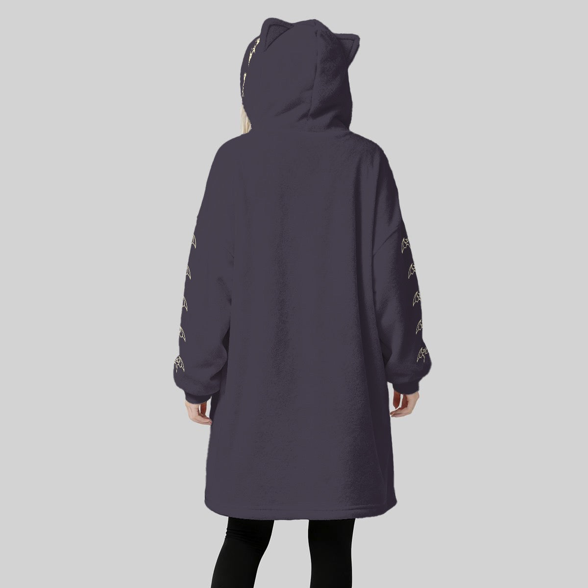 Lilac Garden Women's Fleece Oversized Hoodie Blanket With Decorative Ears