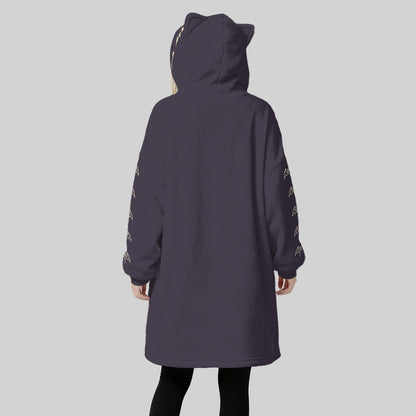 Lilac Garden Women's Fleece Oversized Hoodie Blanket With Decorative Ears