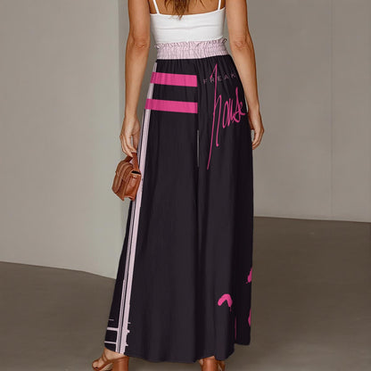 Feather Pink Women's Ruffled Wide-Leg Pants