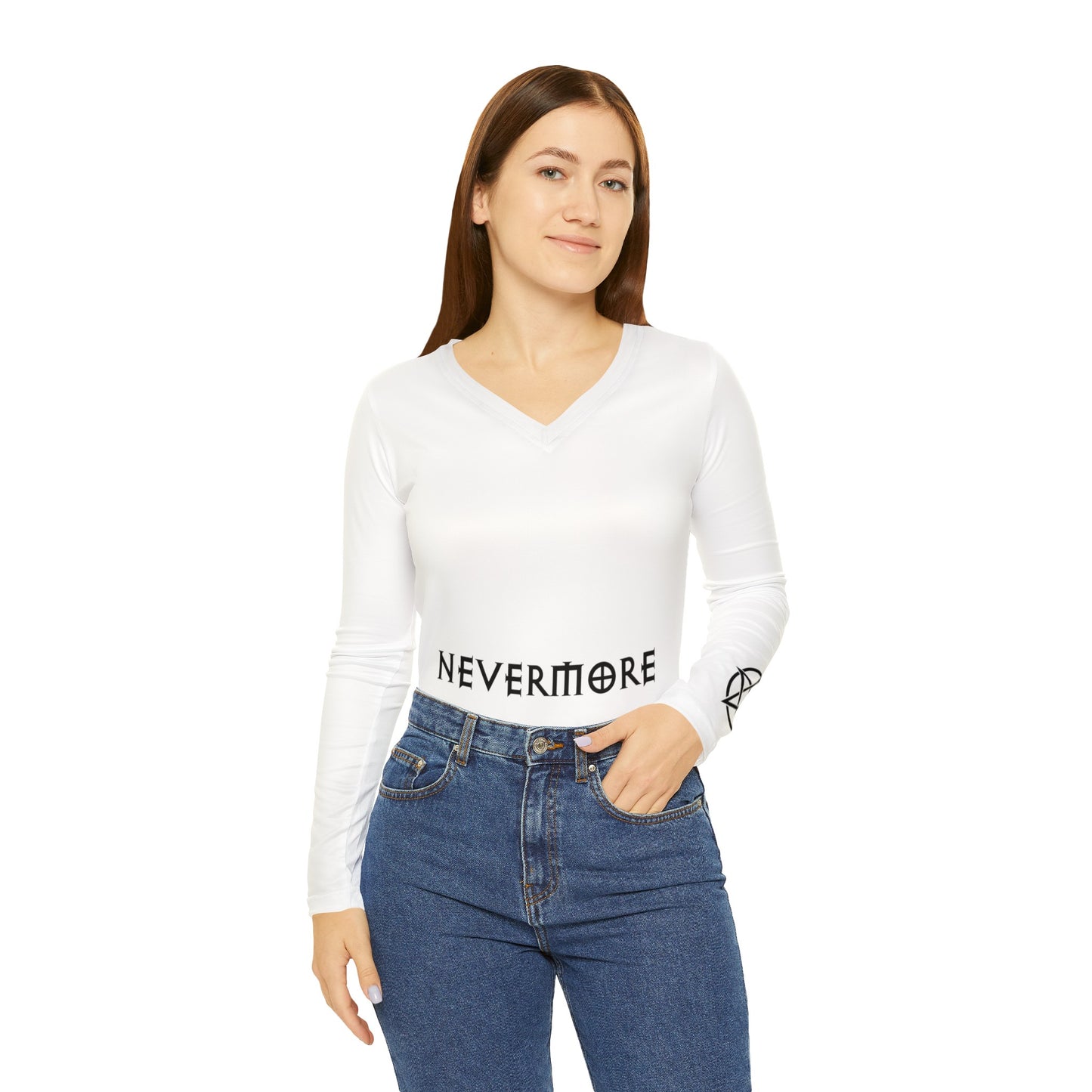 Freak House Nevermore Women's Long Sleeve V-neck Shirt