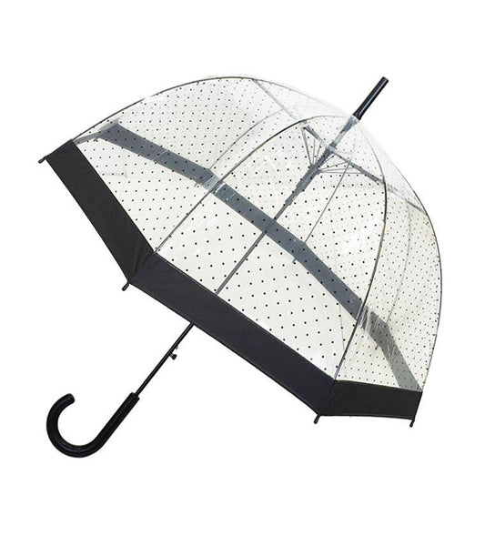 Transparent Umbrella with Small Black Polka Dots