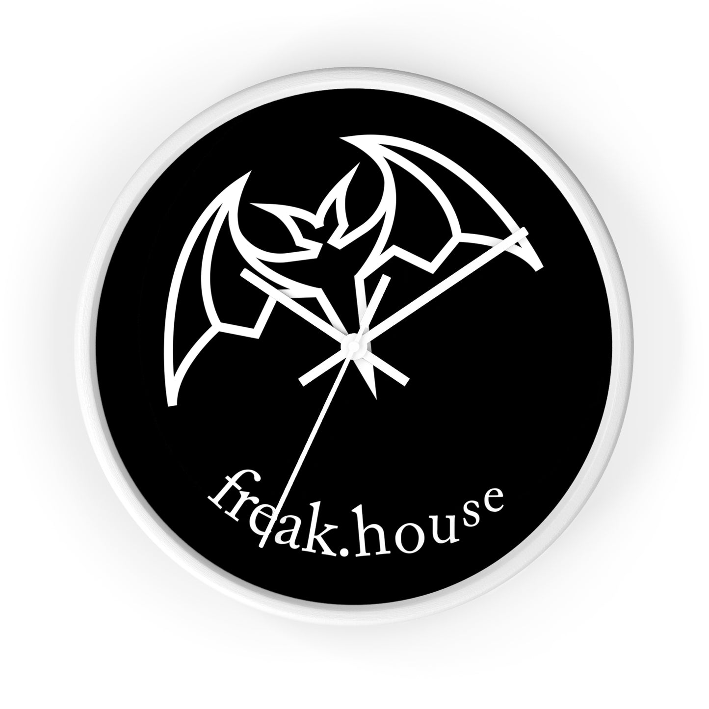 Freak House Signature Logo Wall Clock, Round, Black Face