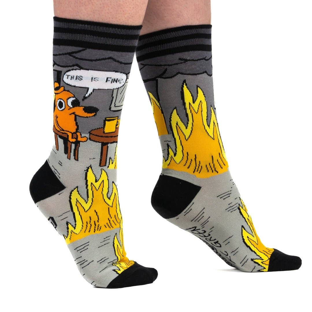 This is Fine: Noir Edition Crew Socks