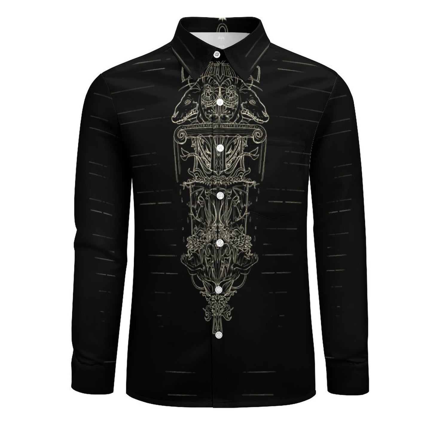 CoffHim Faux Linen Men Long Sleeve Shirt with Pocket
