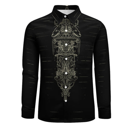 CoffHim Faux Linen Men Long Sleeve Shirt with Pocket