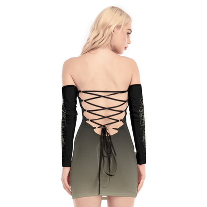 CoffHim Women's Off-shoulder Back Lace-up Dress