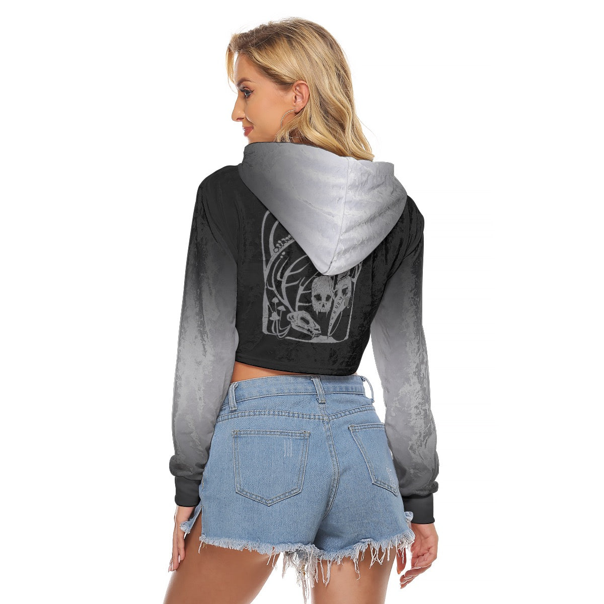 Here Lies Women's Velvet Crop Top Hoodie