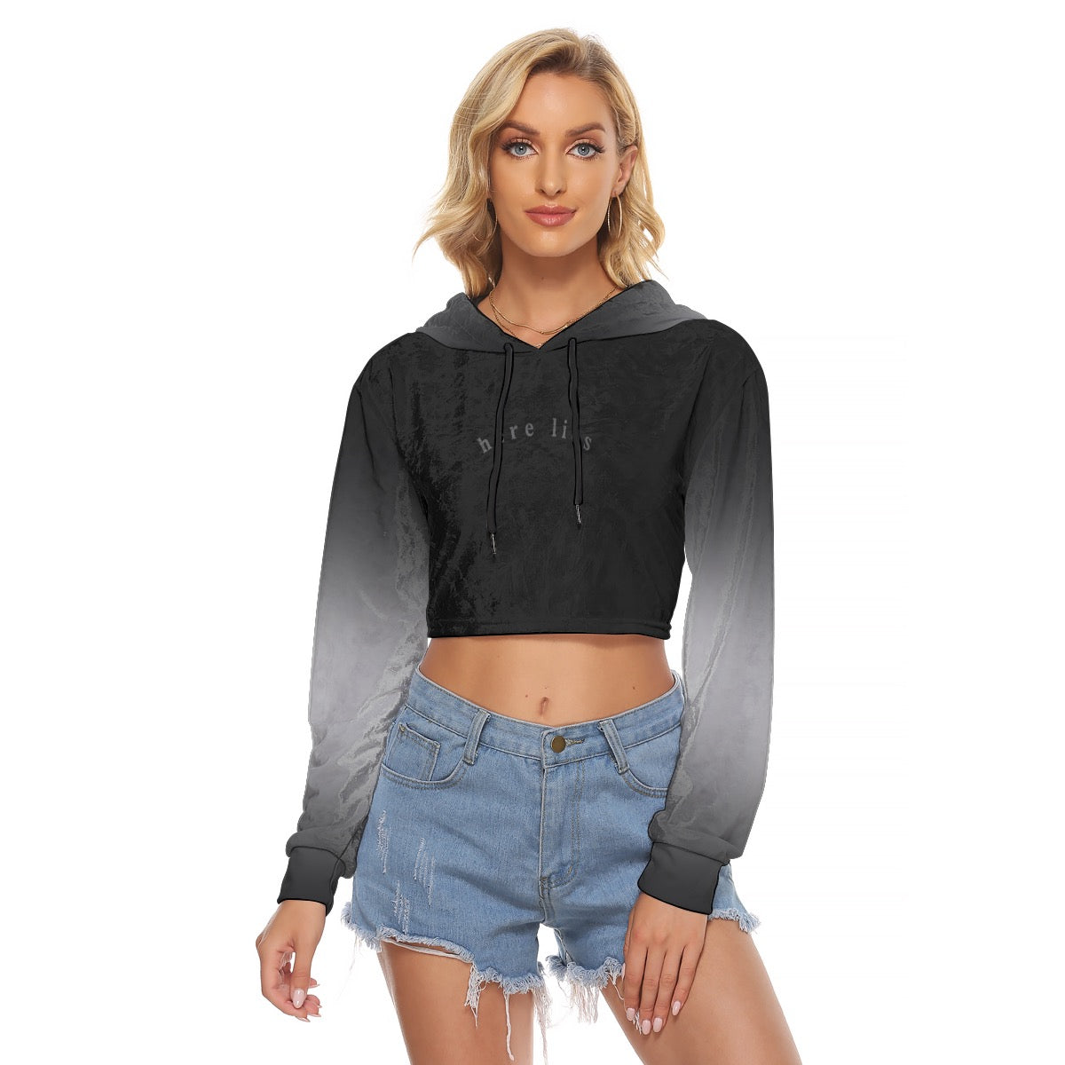 Here Lies Women's Velvet Crop Top Hoodie