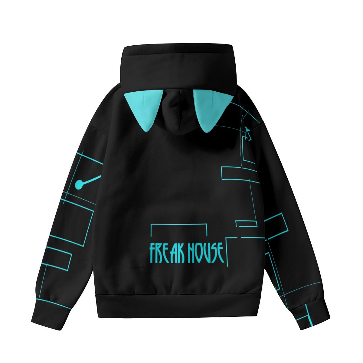 Cyber Blues Women’s Hoodie With Decorative Ears