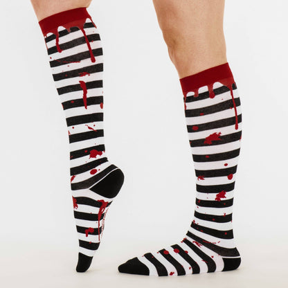 Sanguine Stripes Blood Spatter Knee High Socks