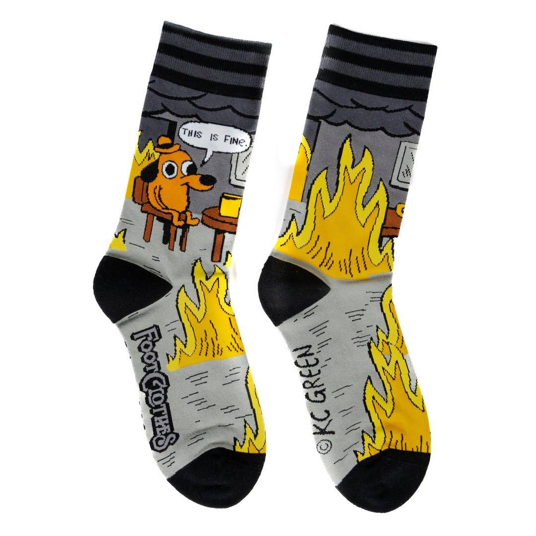 This is Fine: Noir Edition Crew Socks