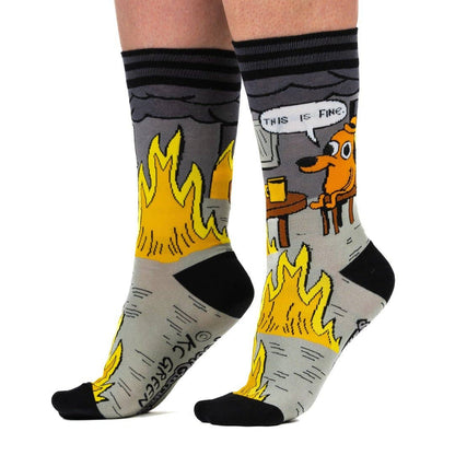 This is Fine: Noir Edition Crew Socks