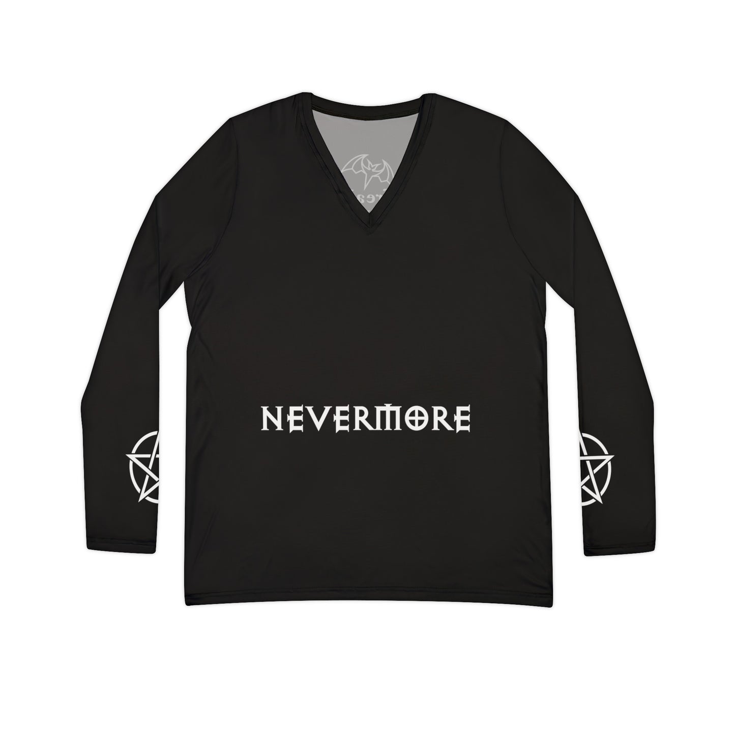 Freak House Nevermore Women's Long Sleeve V-neck Shirt (AOP)