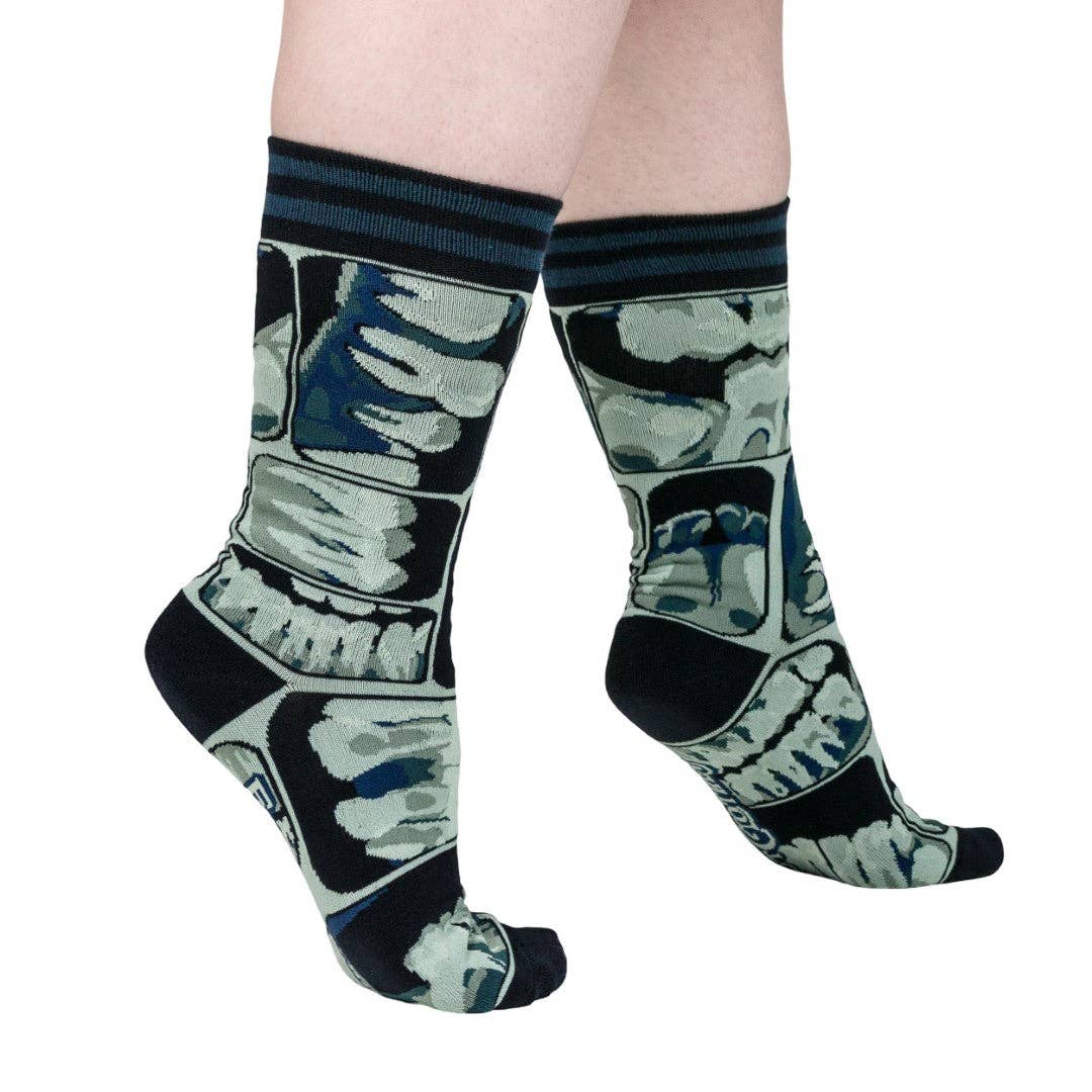 Too Cool for Flossing Teeth X-Ray Crew Socks