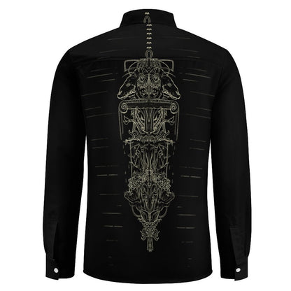 CoffHim Faux Linen Men Long Sleeve Shirt with Pocket