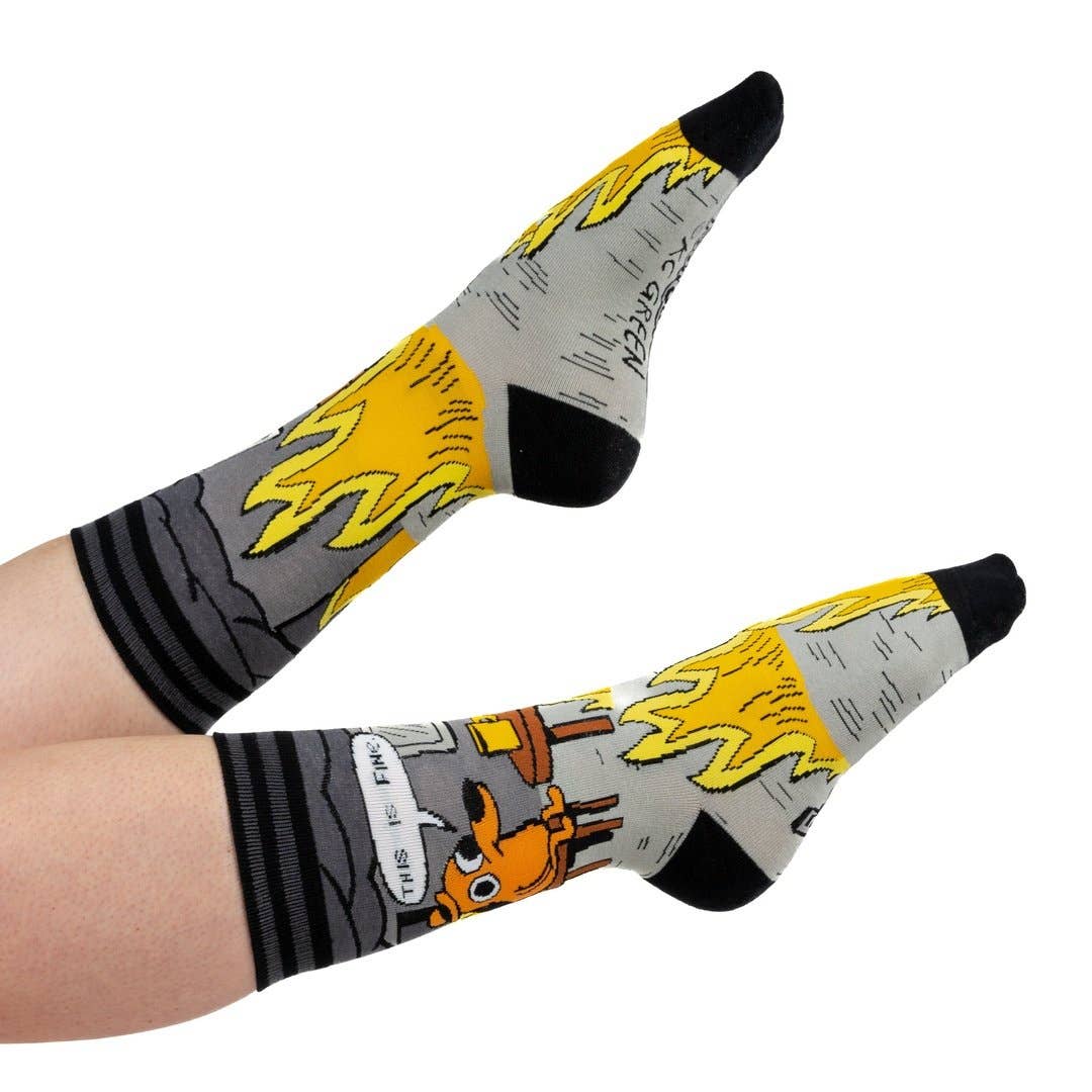 This is Fine: Noir Edition Crew Socks