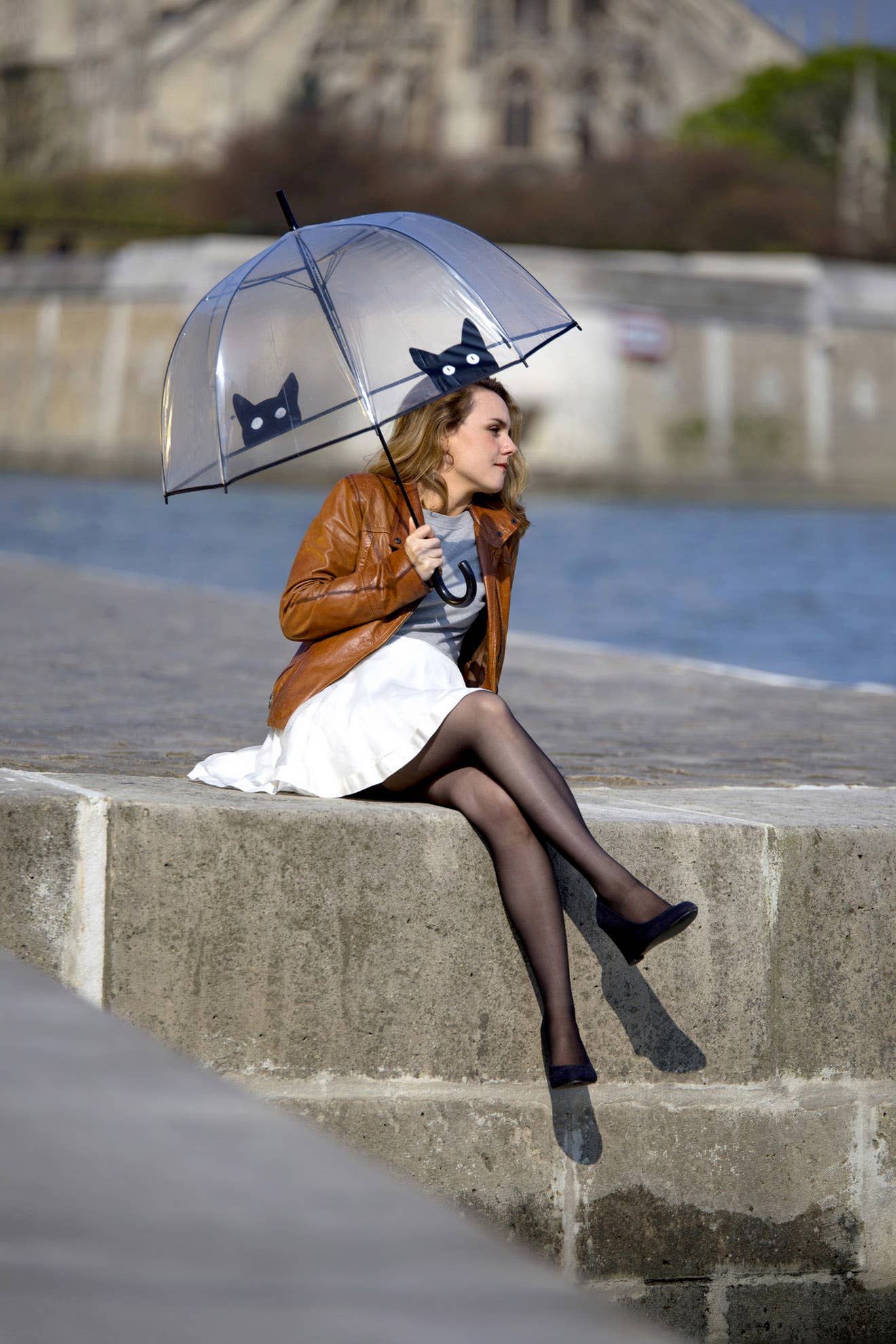 Cat Transparent Automatic Long Umbrella